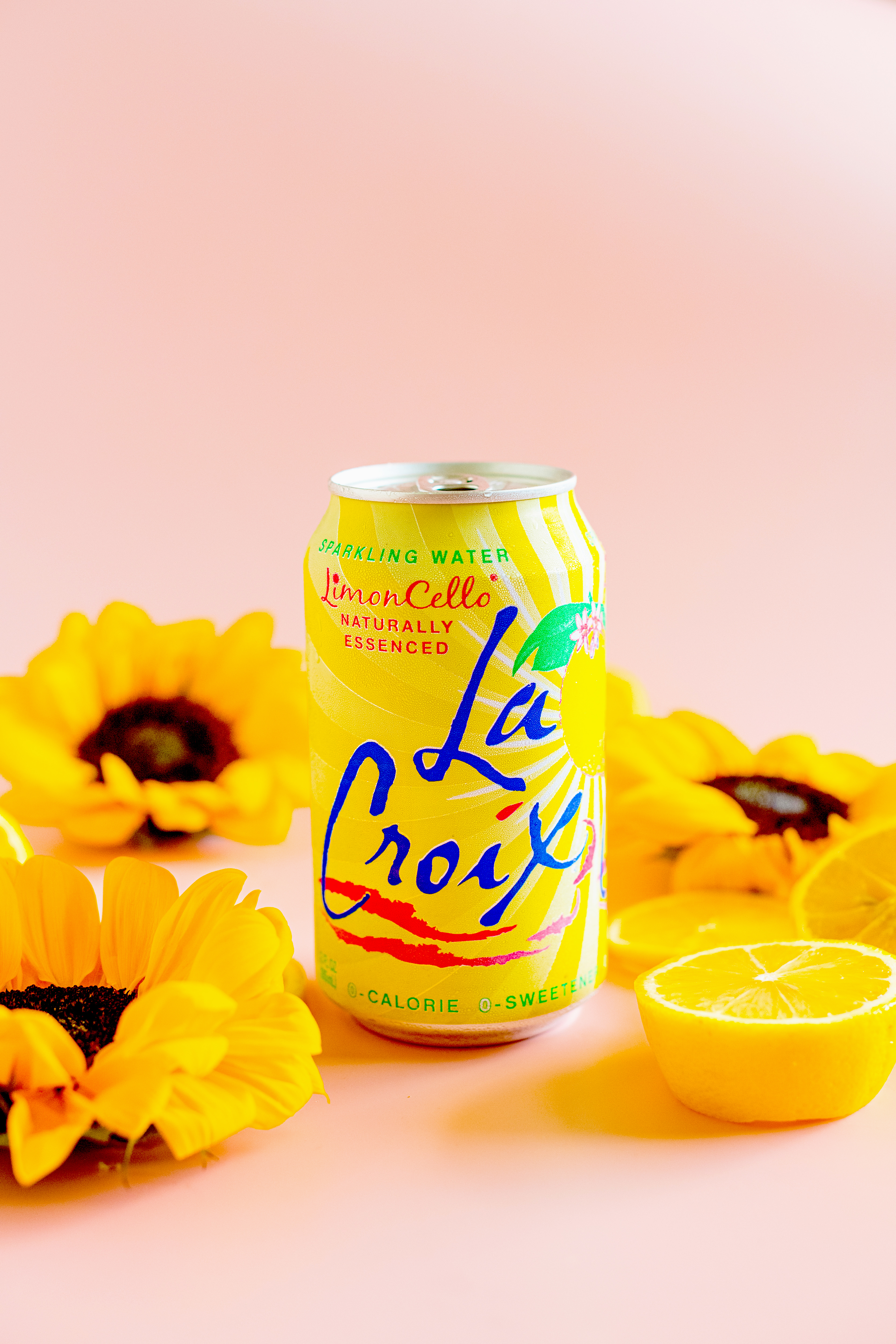 LaCroix Limoncello with sunflowers